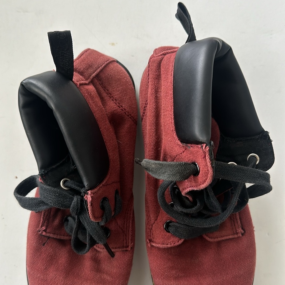 Dr. Martens Red Maelly Canvas Women's Ankle Cherry Euc Boots/Booties Size 7 - Picture 9 of 9